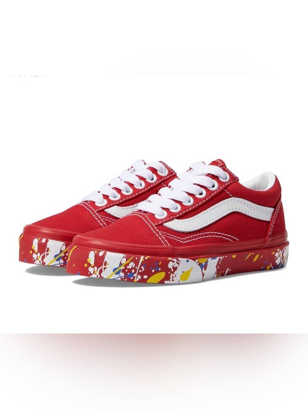 VANS Old Skool Red Paint Splatter Skaters Shoes Sneakers